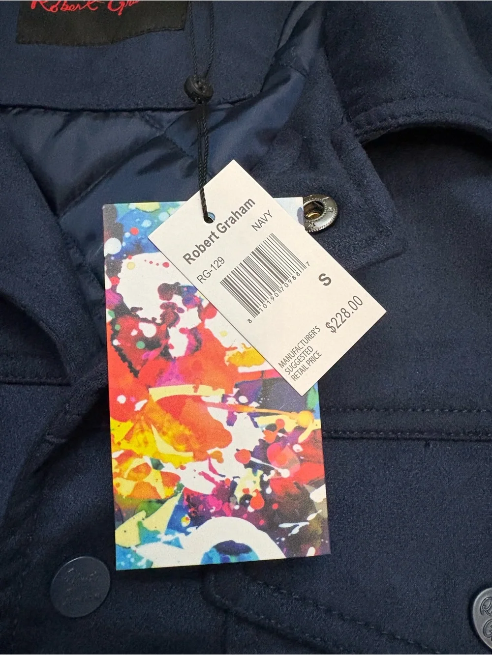 Robert Graham Navy Blue Vegan Suede Jacket -Small - SEE DESCRIPTION